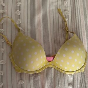 Victoria’s Secret PINK scoopneck Yellow Polka Dot Bra